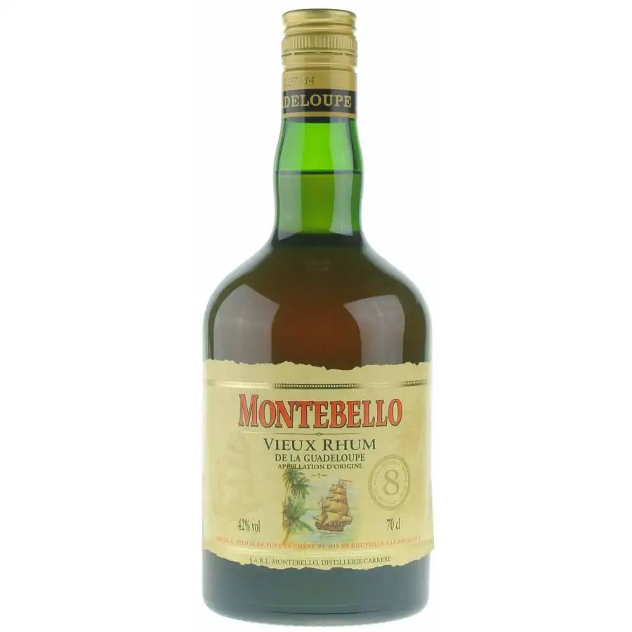 Image of the front of the bottle of the rum Montebello Vieux Rhum