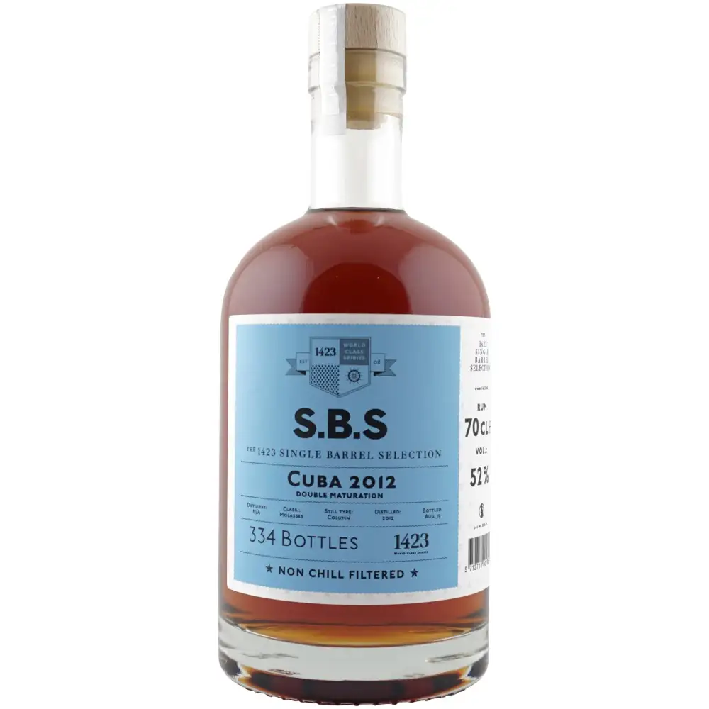 Image of the front of the bottle of the rum S.B.S Cuba