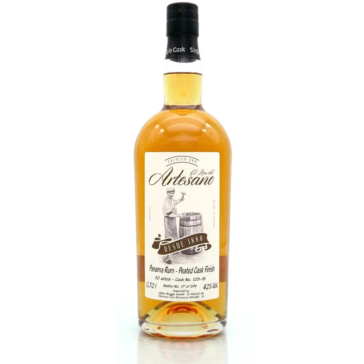 Image of the front of the bottle of the rum Panama Rum - Peated Cask Finish