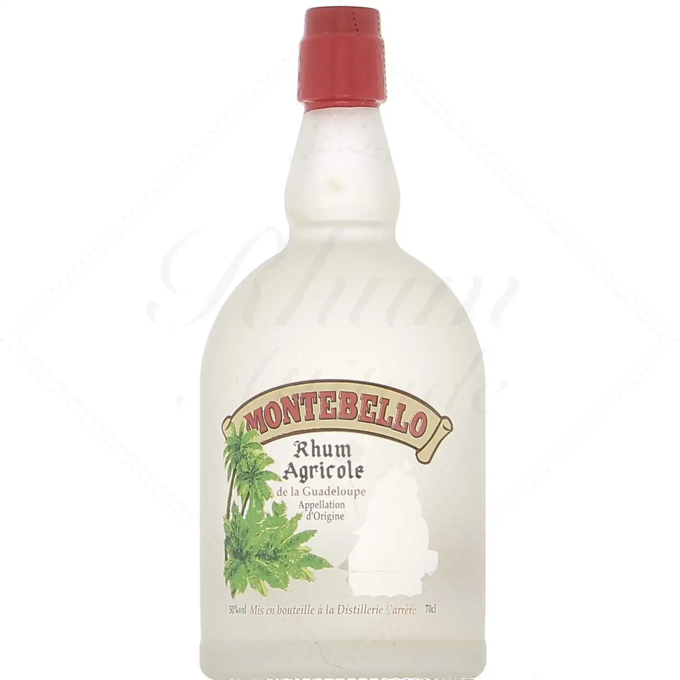 Image of the front of the bottle of the rumMontebello Blanc Winch