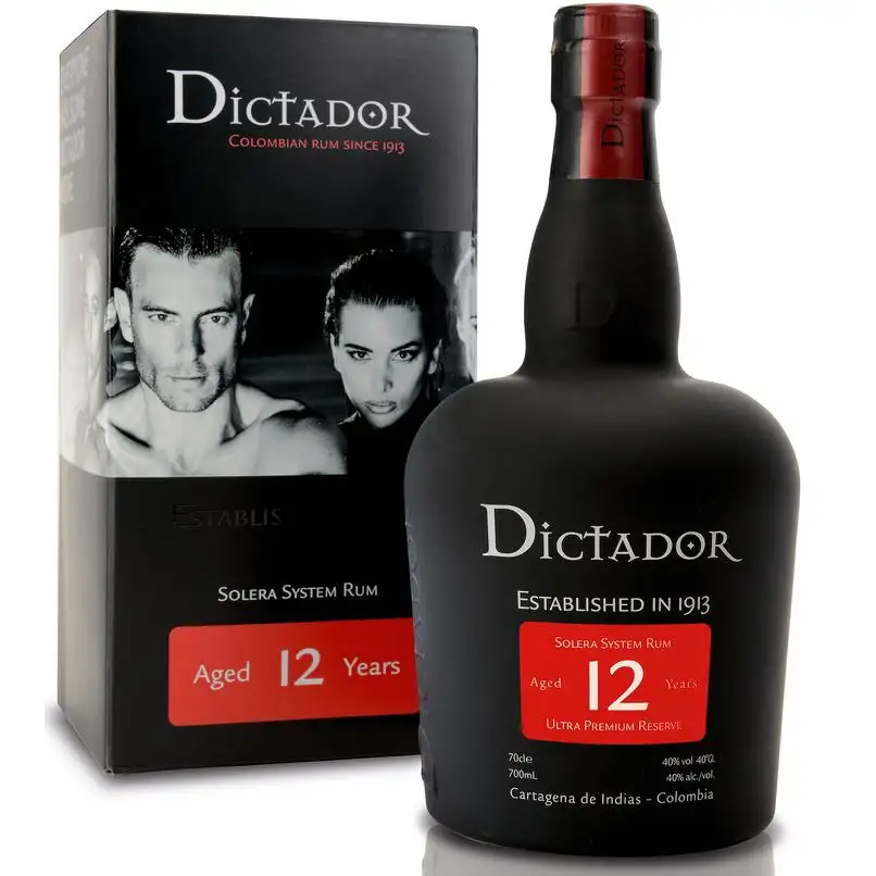 Image of the front of the bottle of the rum Dictador 12 Years
