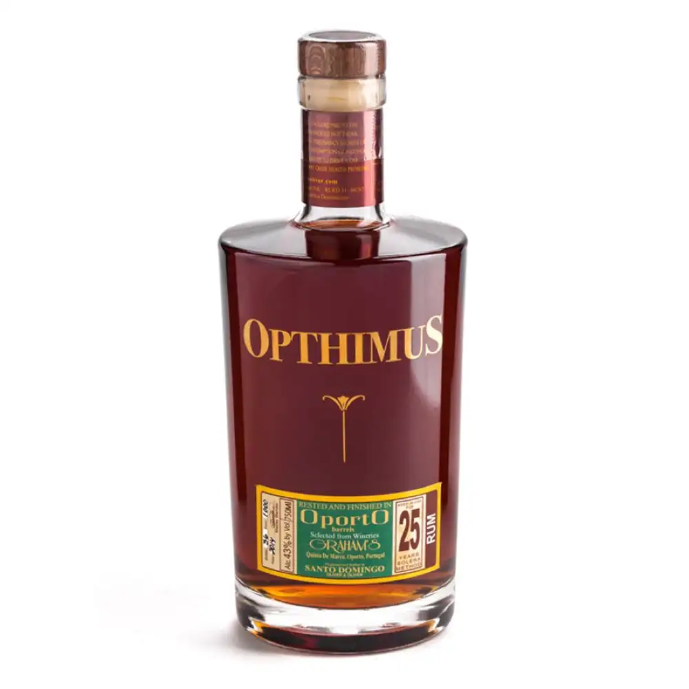 Image of the front of the bottle of the rum Opthimus 25 Años OportO