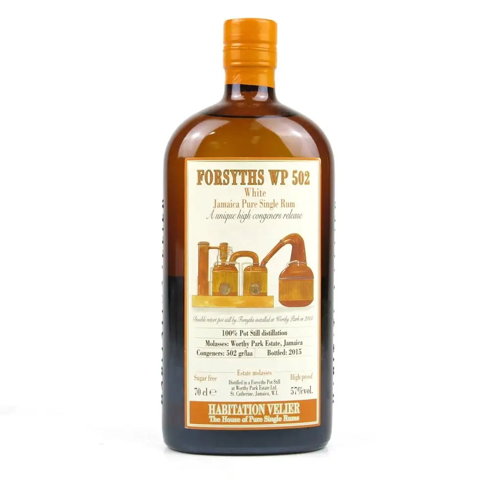 Image of the front of the bottle of the rum Forsyths WP 502 White
