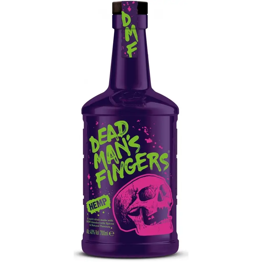 Image of the front of the bottle of the rum Dead Man’s Fingers Hemp Rum