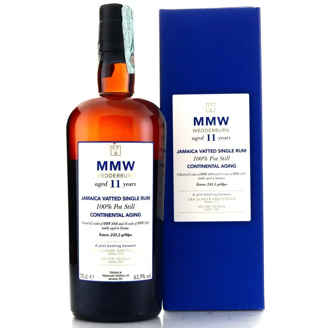 Image of the front of the bottle of the rum Wedderburn Continental Aging MMW