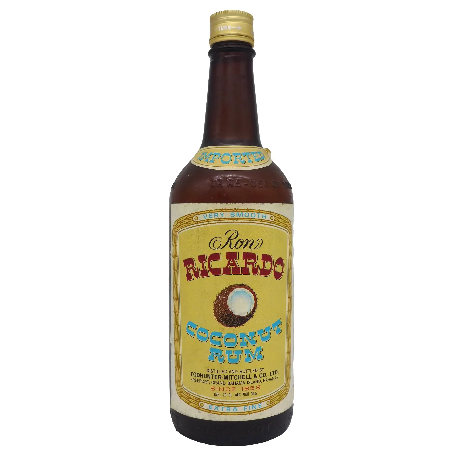 Image of the front of the bottle of the rum Ricardo Coconut Rum