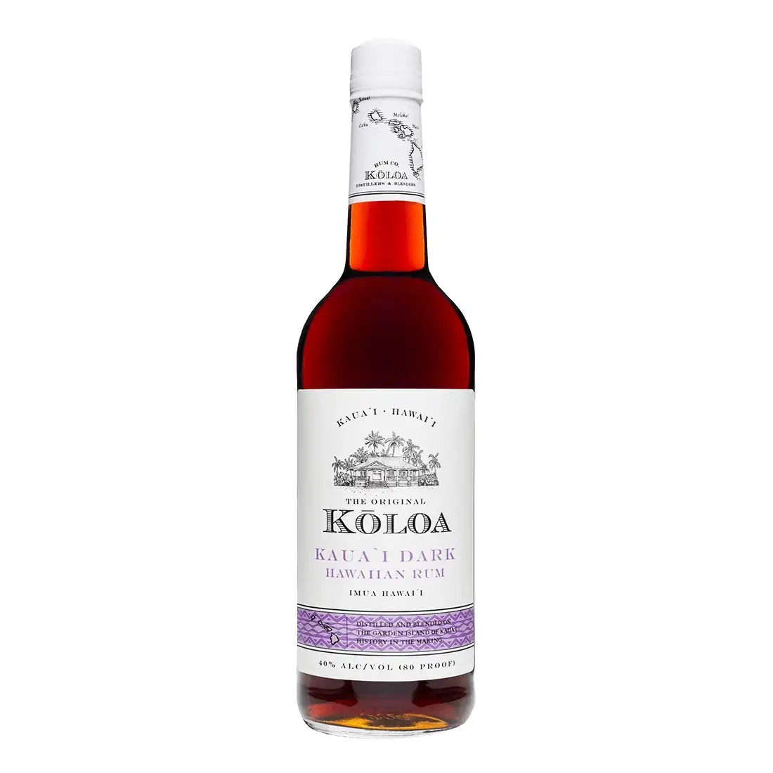Image of the front of the bottle of the rum Koloa Kaua‘i Dark