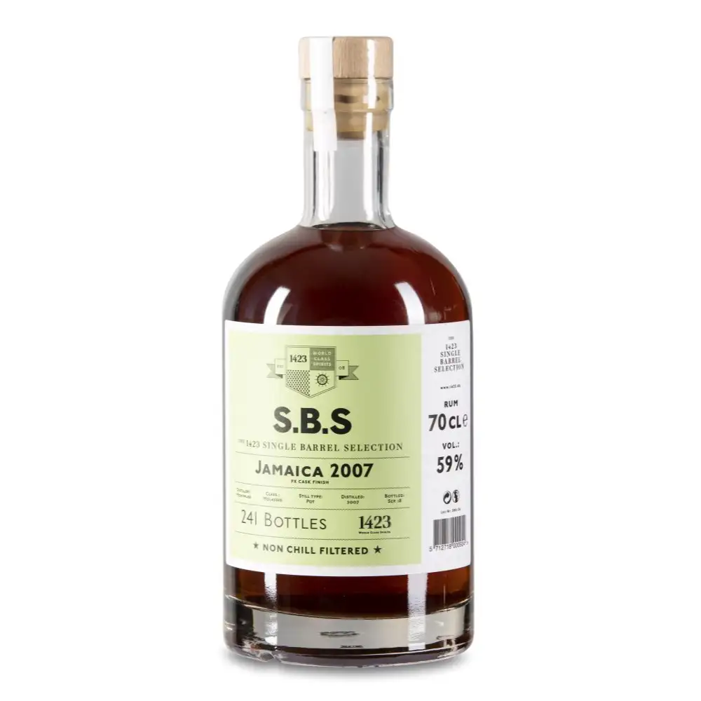 Image of the front of the bottle of the rum S.B.S Jamaica