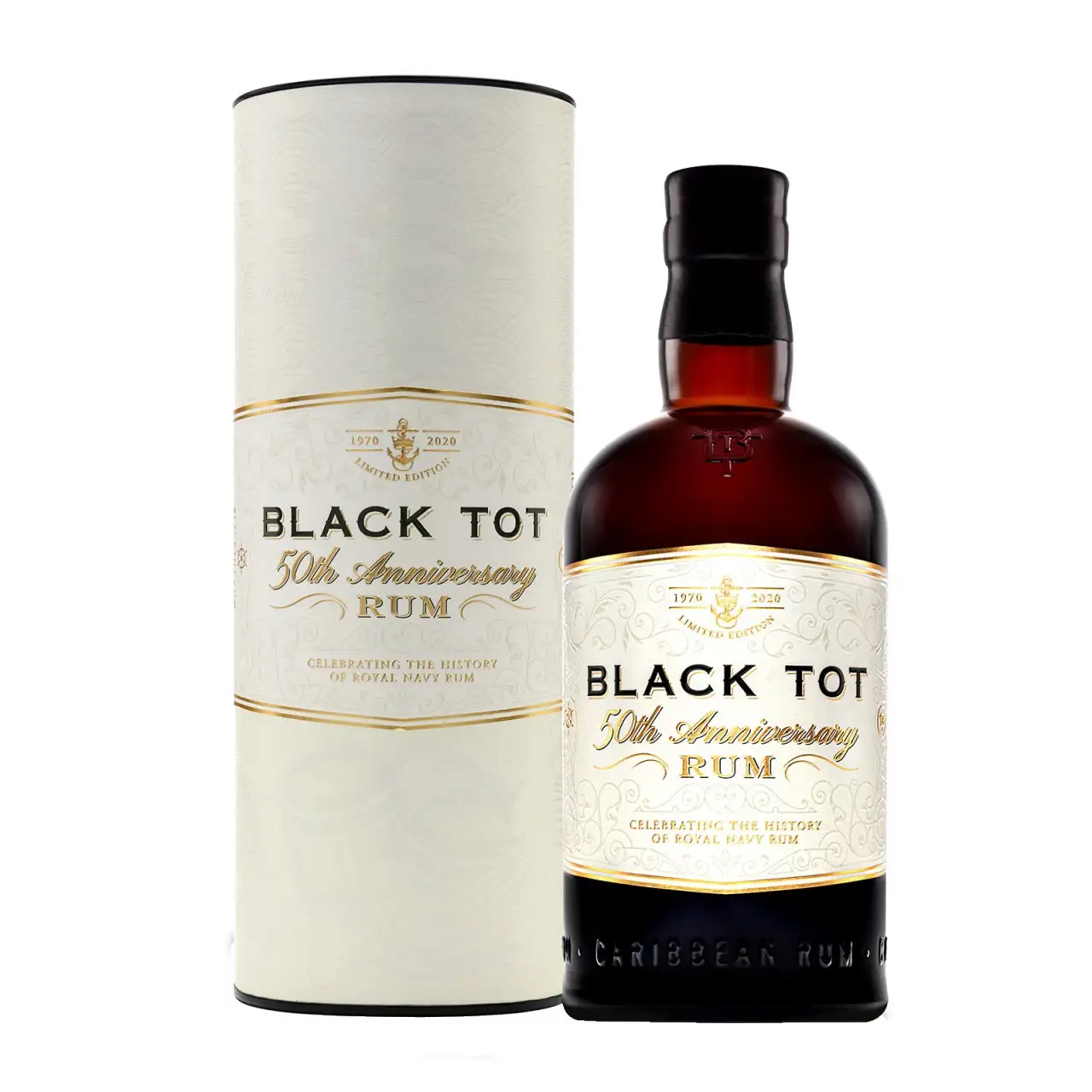 Image of the front of the bottle of the rumBlack Tot Rum 50th Anniversary 2020