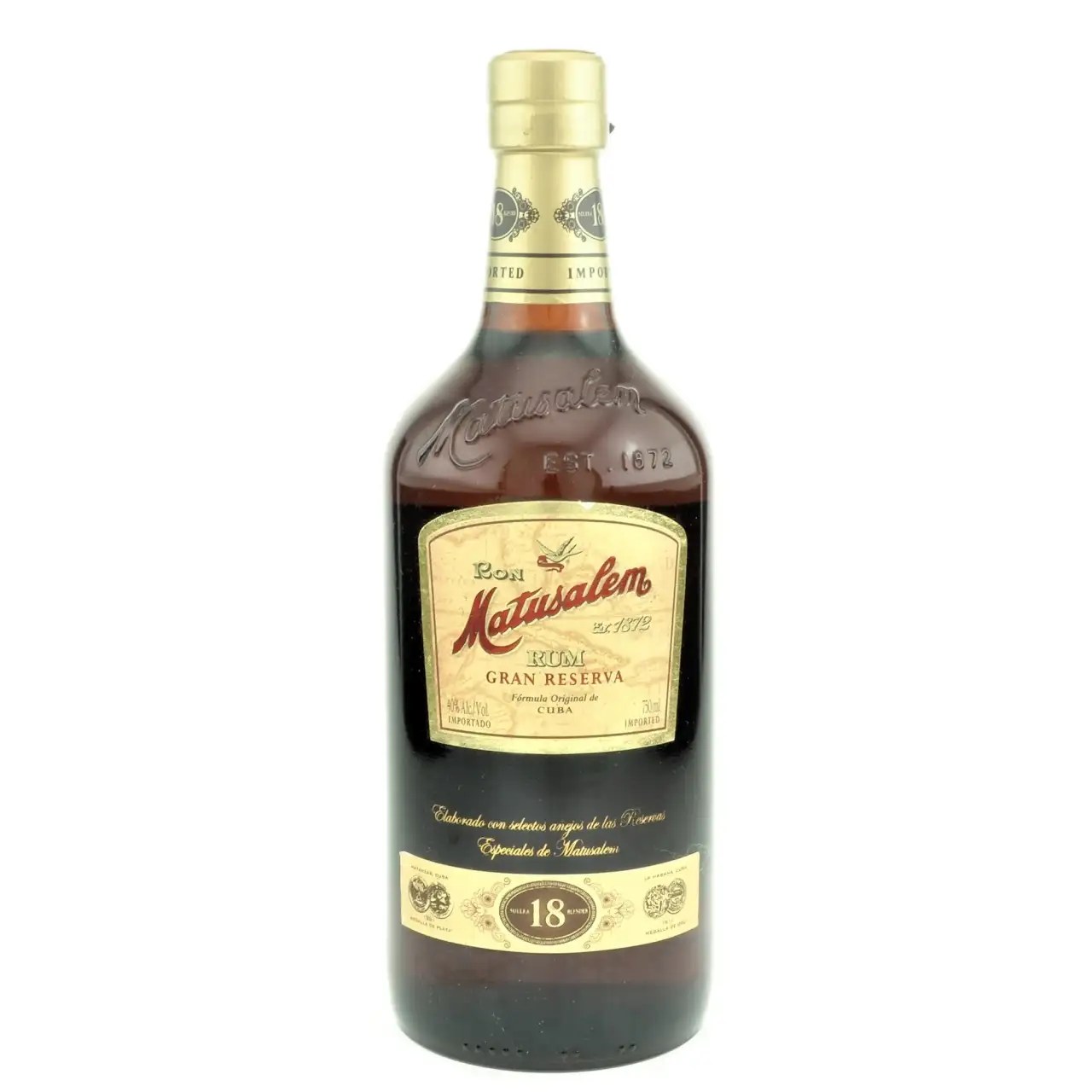 Image of the front of the bottle of the rum Gran Reserva 18 Años