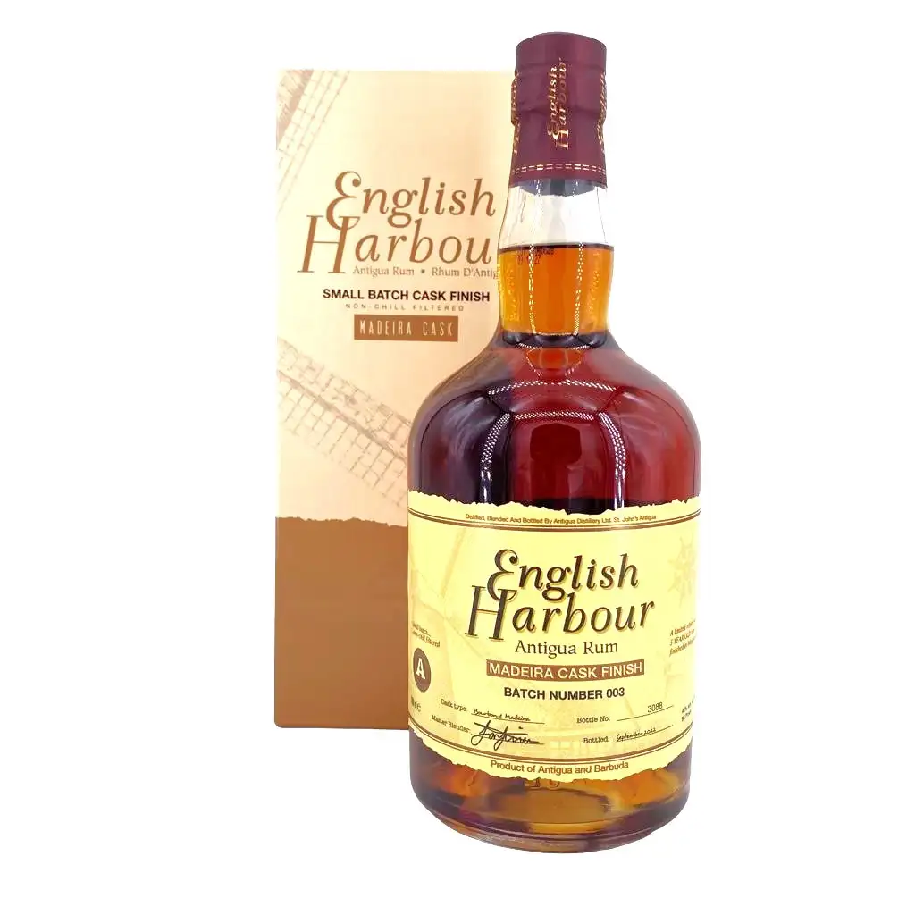 Image of the front of the bottle of the rum English Harbour Madeira Cask Finish (Batch Number 001)