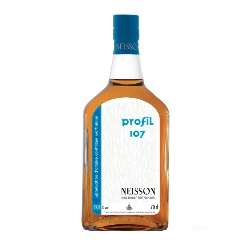 Image of the front of the bottle of the rum Profil 107