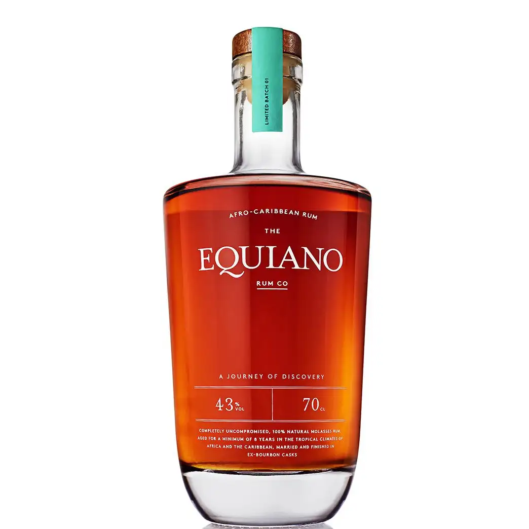 Image of the front of the bottle of the rum Equiano