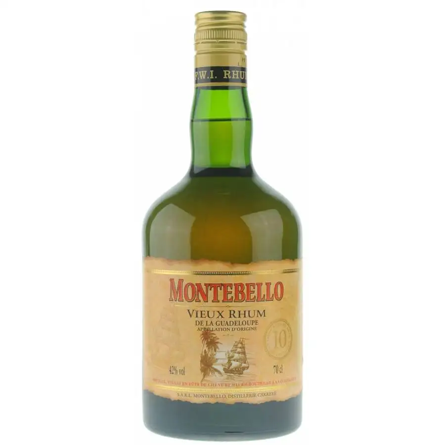 Image of the front of the bottle of the rum Montebello L’Heritage