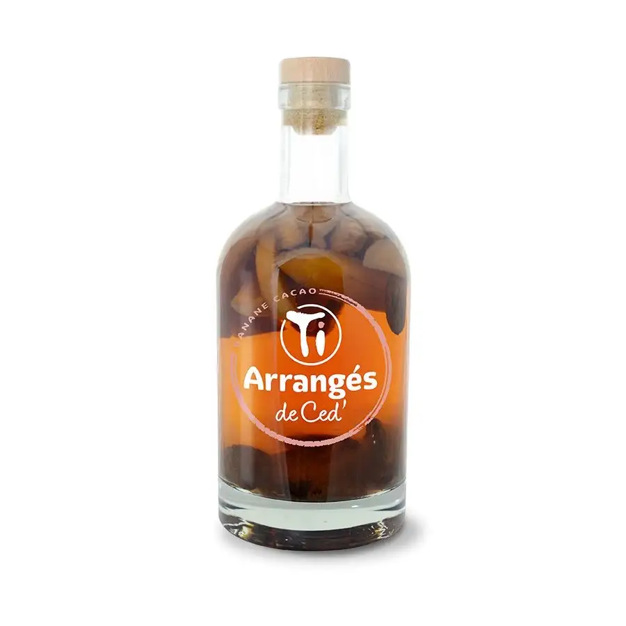 Image of the front of the bottle of the rumBanane cacao Les Rhums de Ced