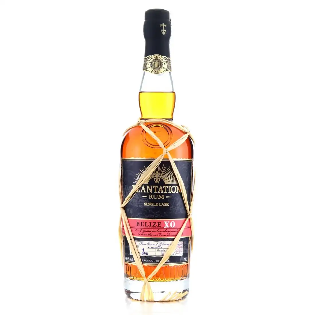 Image of the front of the bottle of the rum Plantation Belize XO Single Cask