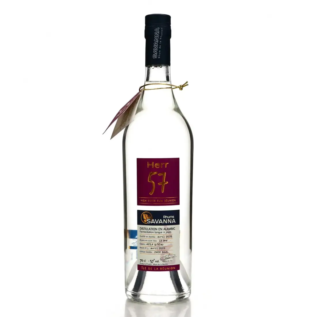 Image of the front of the bottle of the rum 57 Blanc HERR