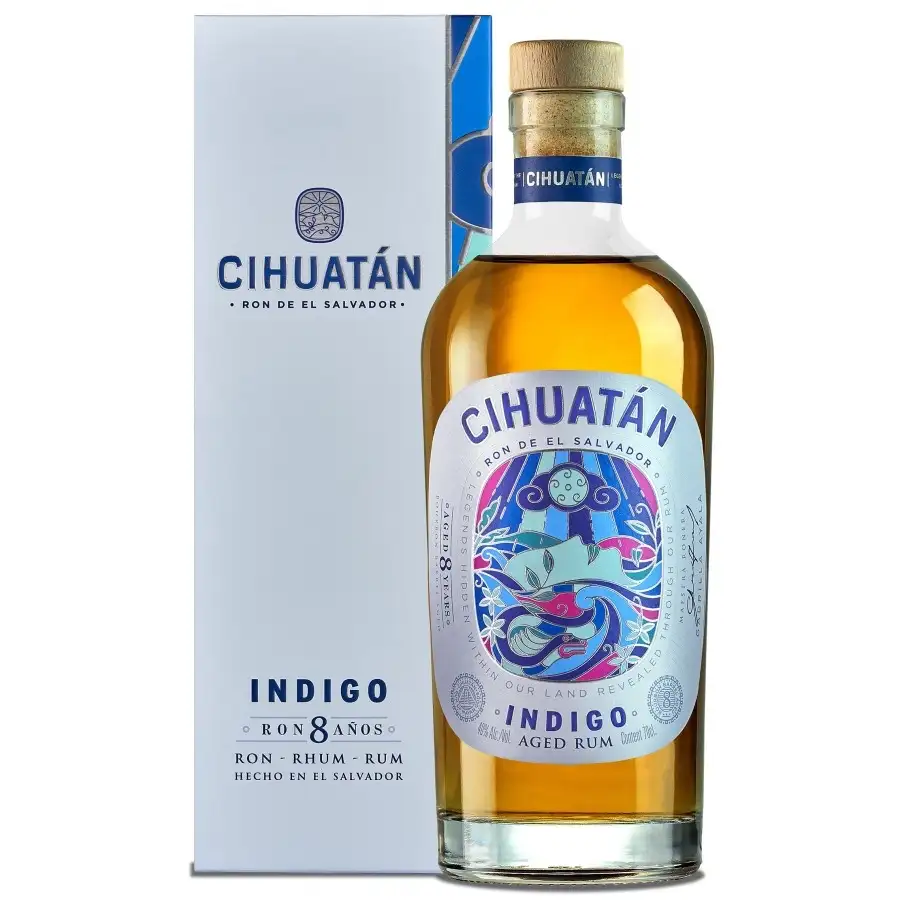 Image of the front of the bottle of the rum Cihuatán Indigo