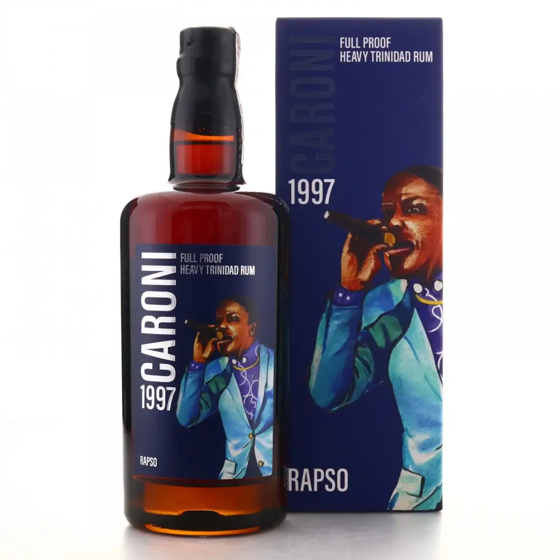 Image of the front of the bottle of the rum Old Music! Series Rapso Edition