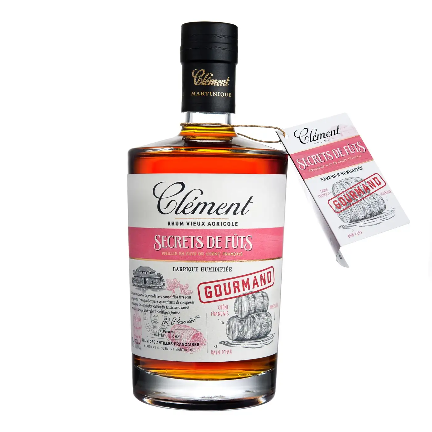 Image of the front of the bottle of the rum Clément Secrets de fûts (Gourmand)