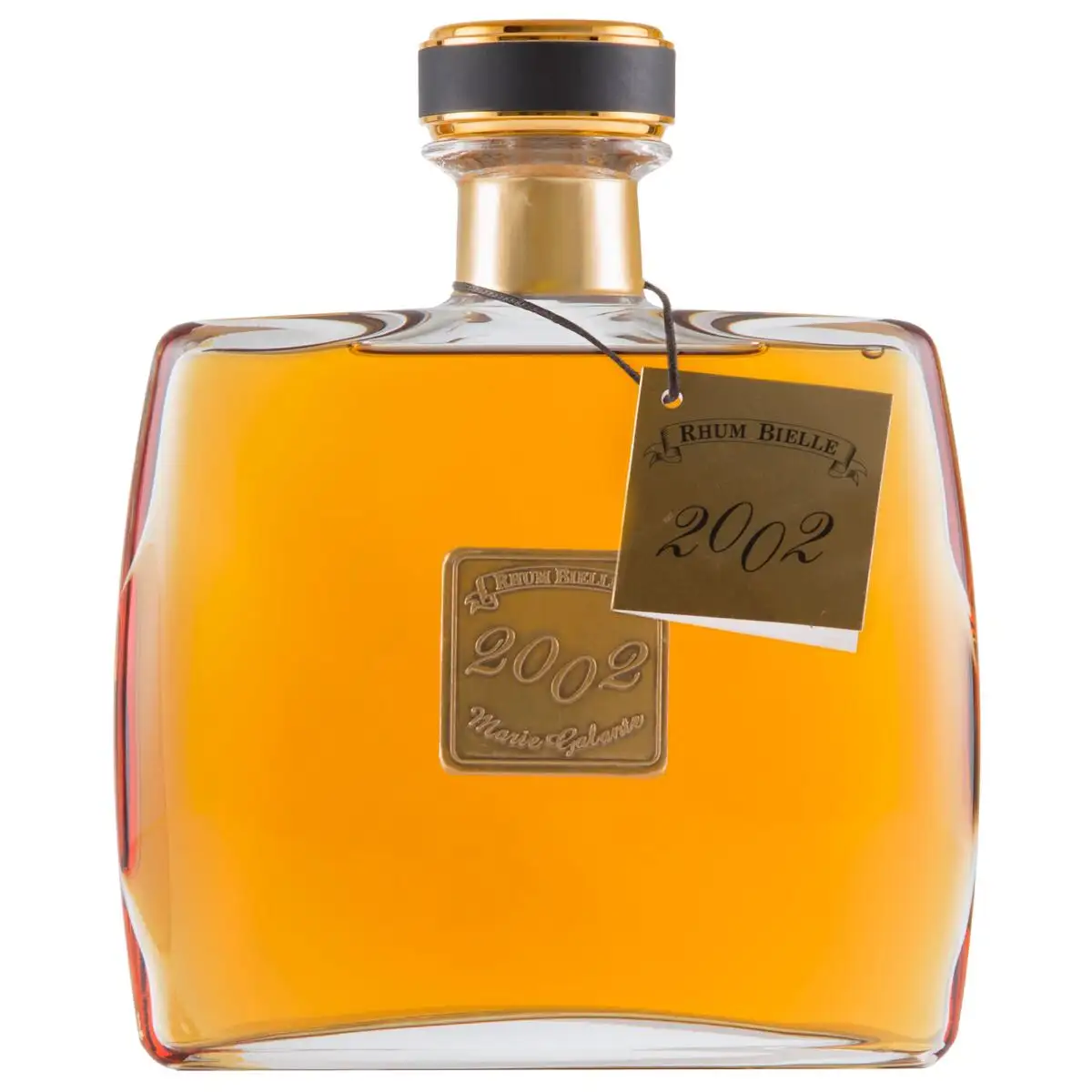 Image of the front of the bottle of the rum 2002