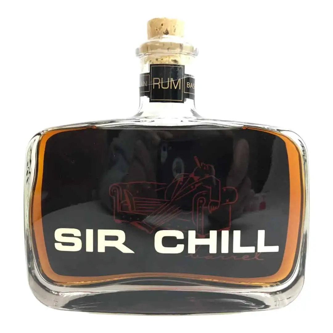 Image of the front of the bottle of the rumSir Chill’s Barrel Rum