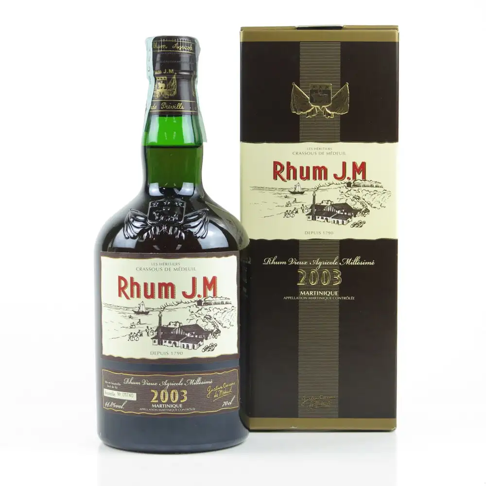 Image of the front of the bottle of the rum 2003