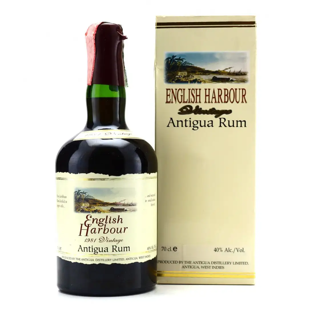 Image of the front of the bottle of the rum English Harbour Extra Old Antigua Rum