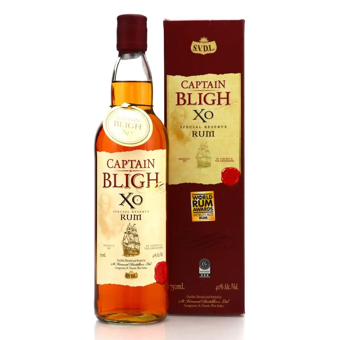 Image of the front of the bottle of the rum Captain Bligh XO