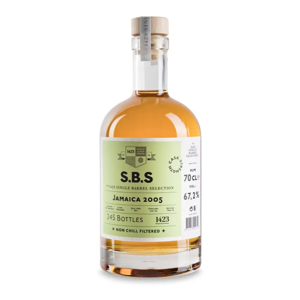 Image of the front of the bottle of the rum S.B.S Jamaica