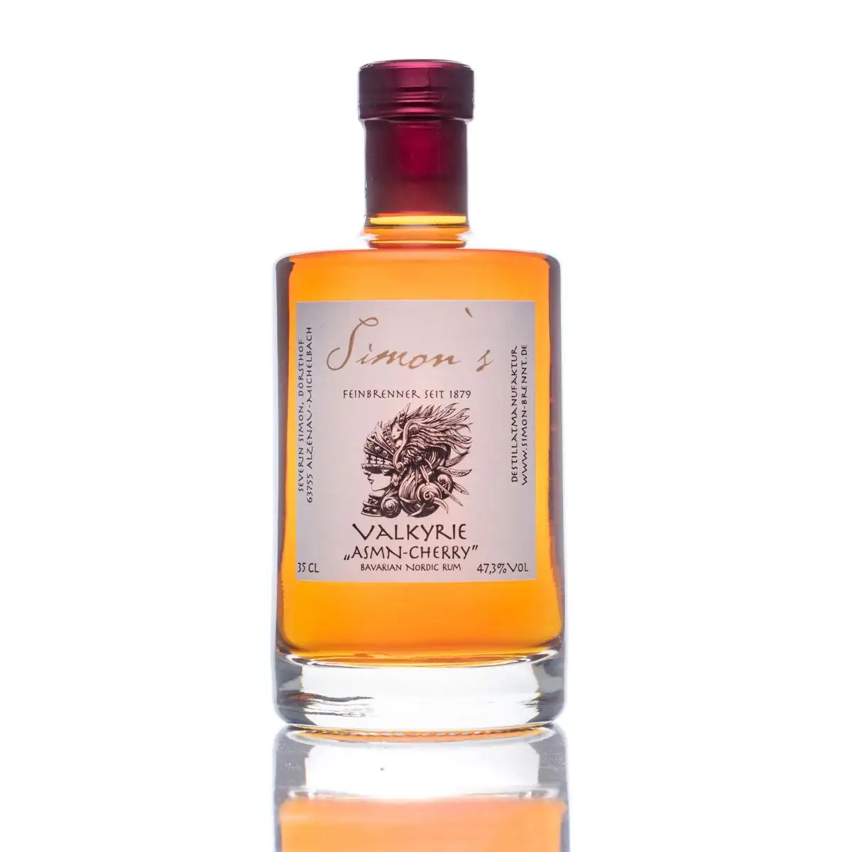 Image of the front of the bottle of the rum Valkyrie Asmn-Cherry