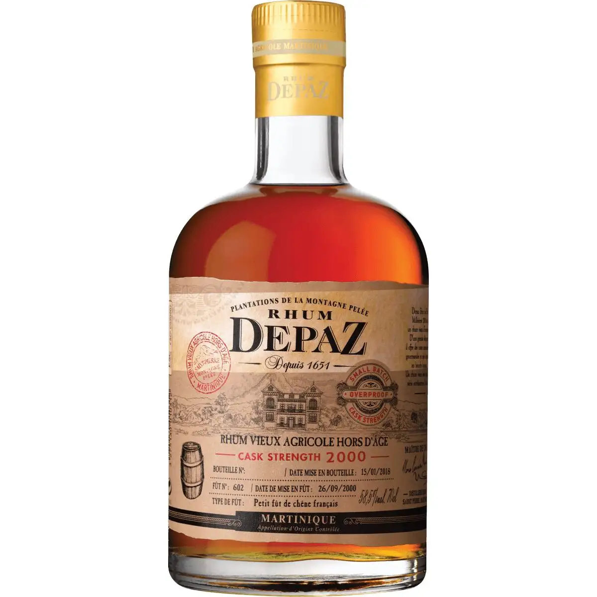 Image of the front of the bottle of the rum 2000