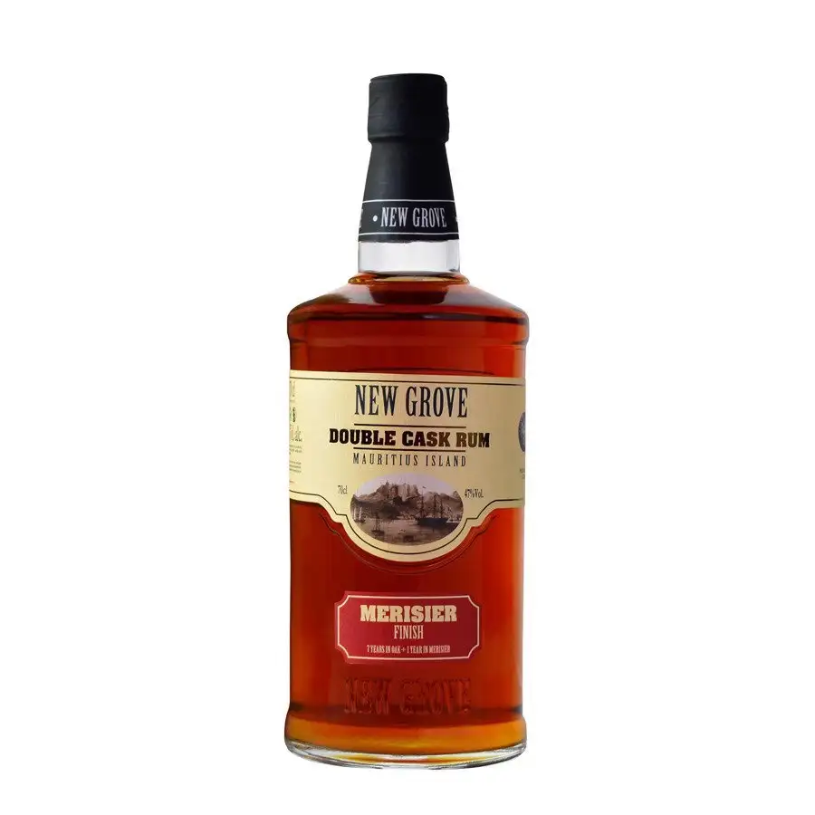 Image of the front of the bottle of the rum New Grove Double Cask Merisier