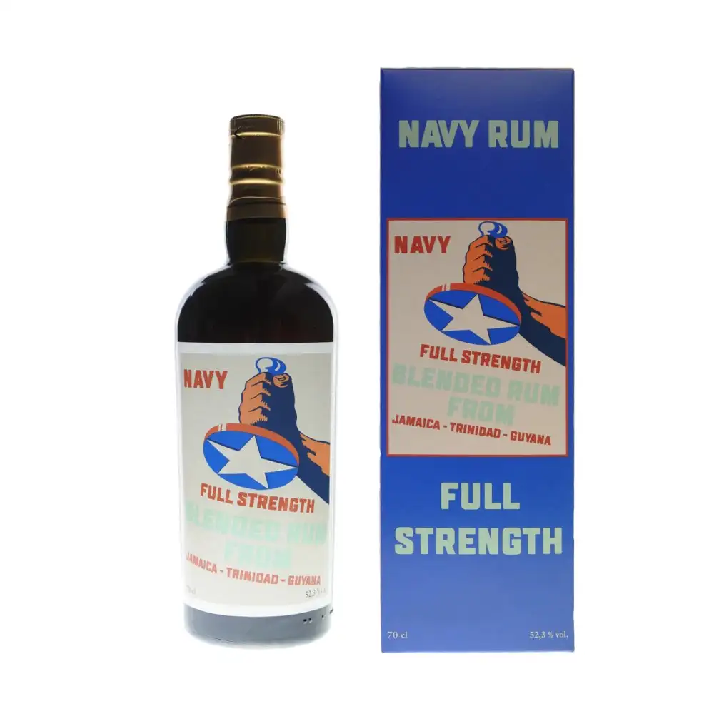 Image of the front of the bottle of the rum Navy Rum Full Strength Blended Rum