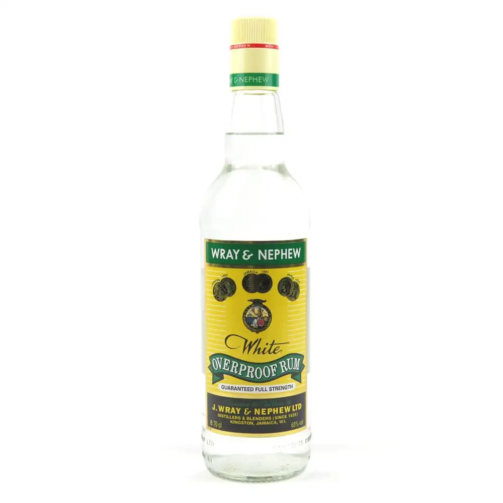 Image of the front of the bottle of the rum White Overproof