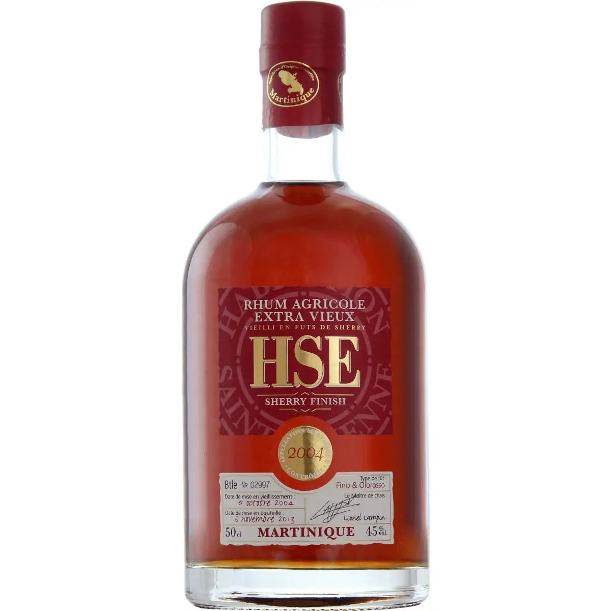Image of the front of the bottle of the rum HSE Sherry Oloroso Finish