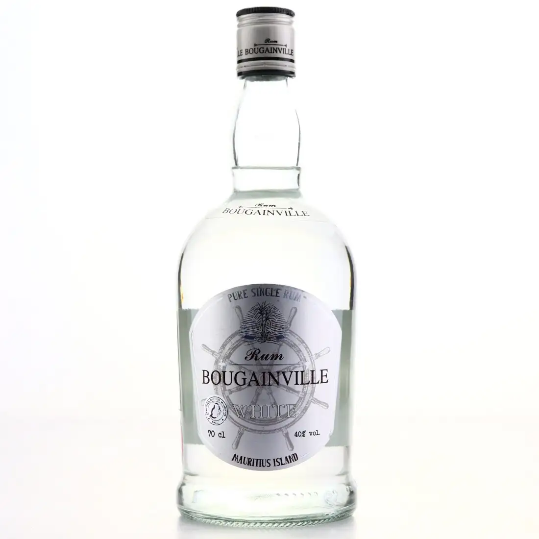 Image of the front of the bottle of the rum Bougainville White Rum