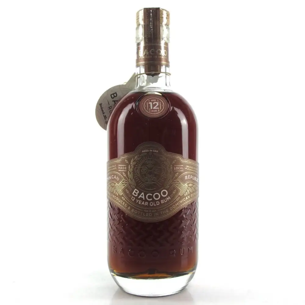 Image of the front of the bottle of the rum Bacoo 12 Year Old Rum