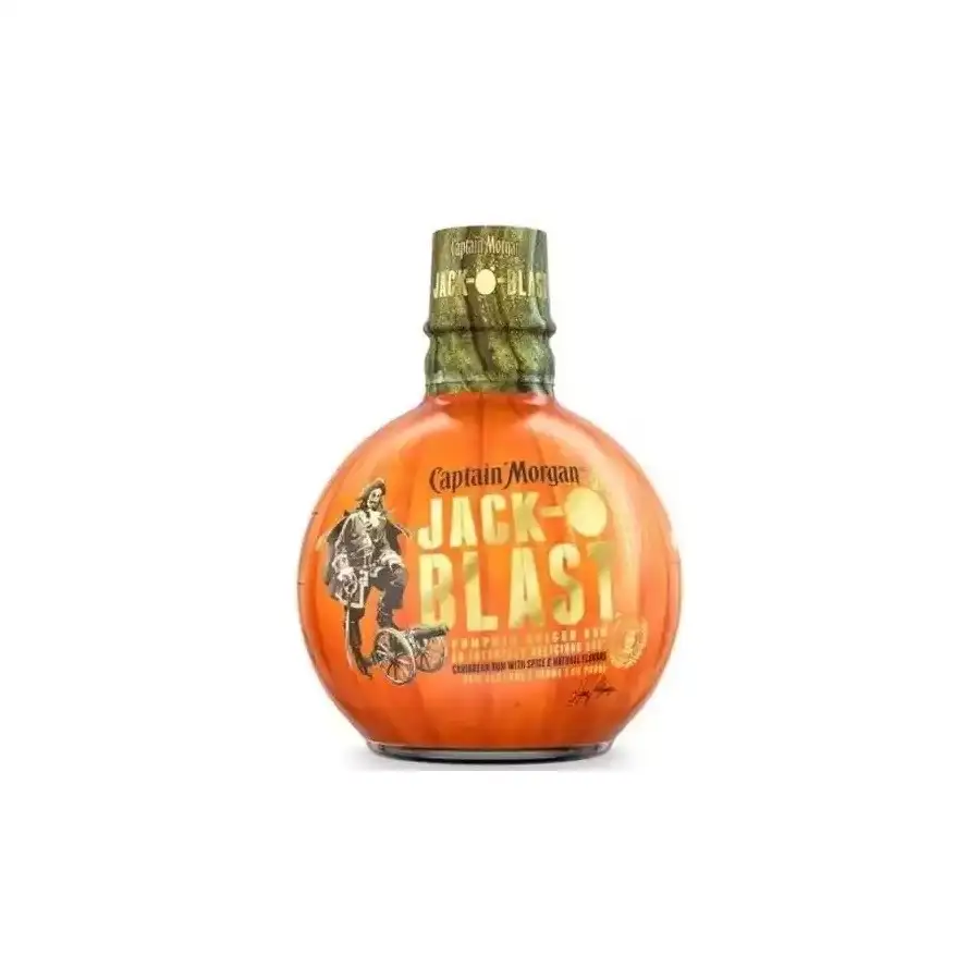 Image of the front of the bottle of the rum Captain Morgan Jack-O-Blast
