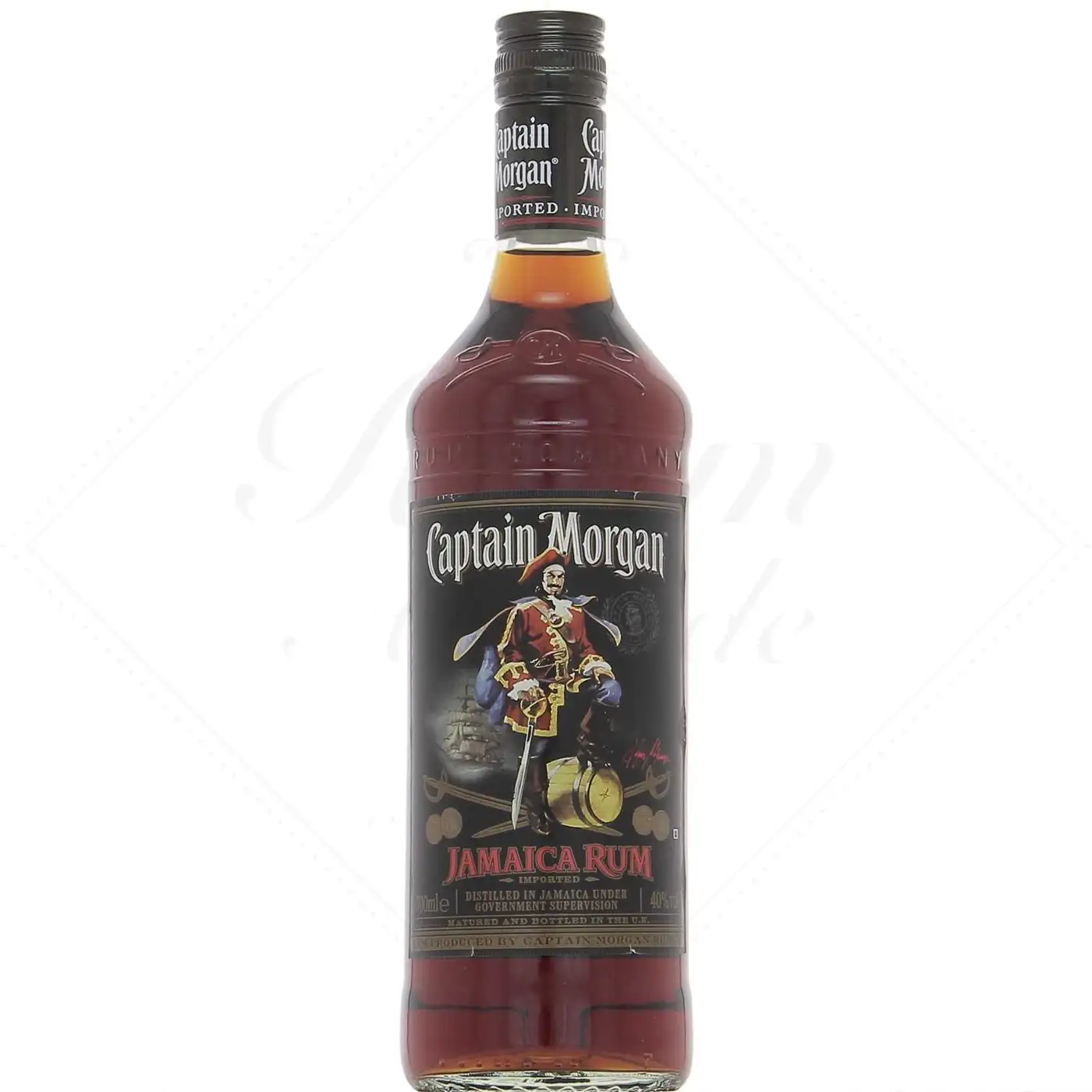 Image of the front of the bottle of the rum Captain Morgan Black Label Jamaica Rum