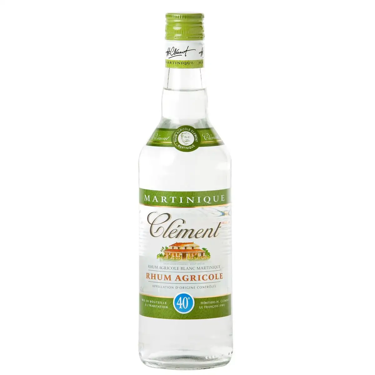 Image of the front of the bottle of the rumClément Blanc 40