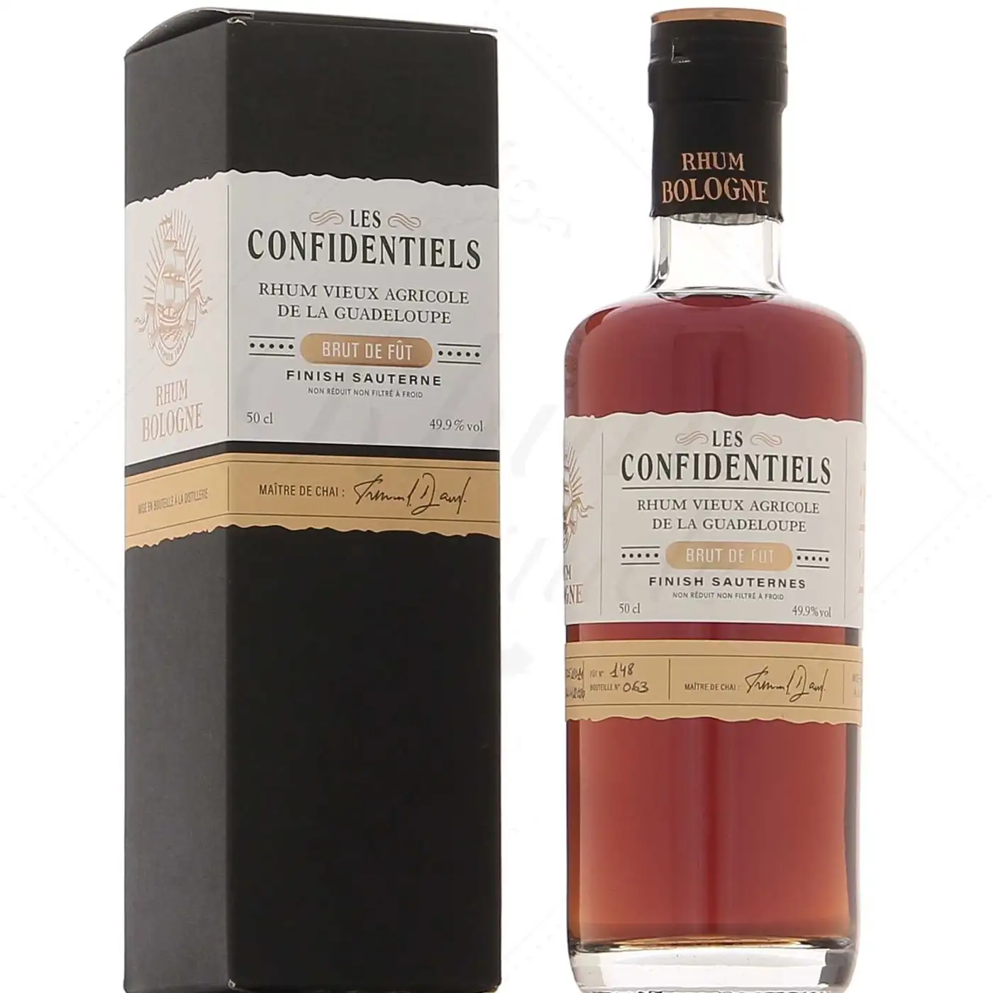 Image of the front of the bottle of the rum Les Confidentiels Brut de Fût