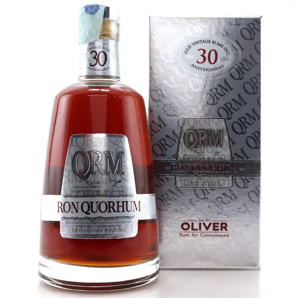 Image of the front of the bottle of the rum Ron Quorhum 30 Aniversario