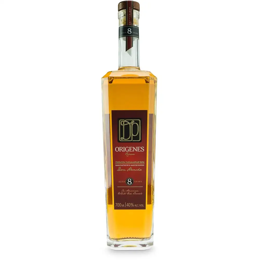 Image of the front of the bottle of the rum Origenes 8 Years