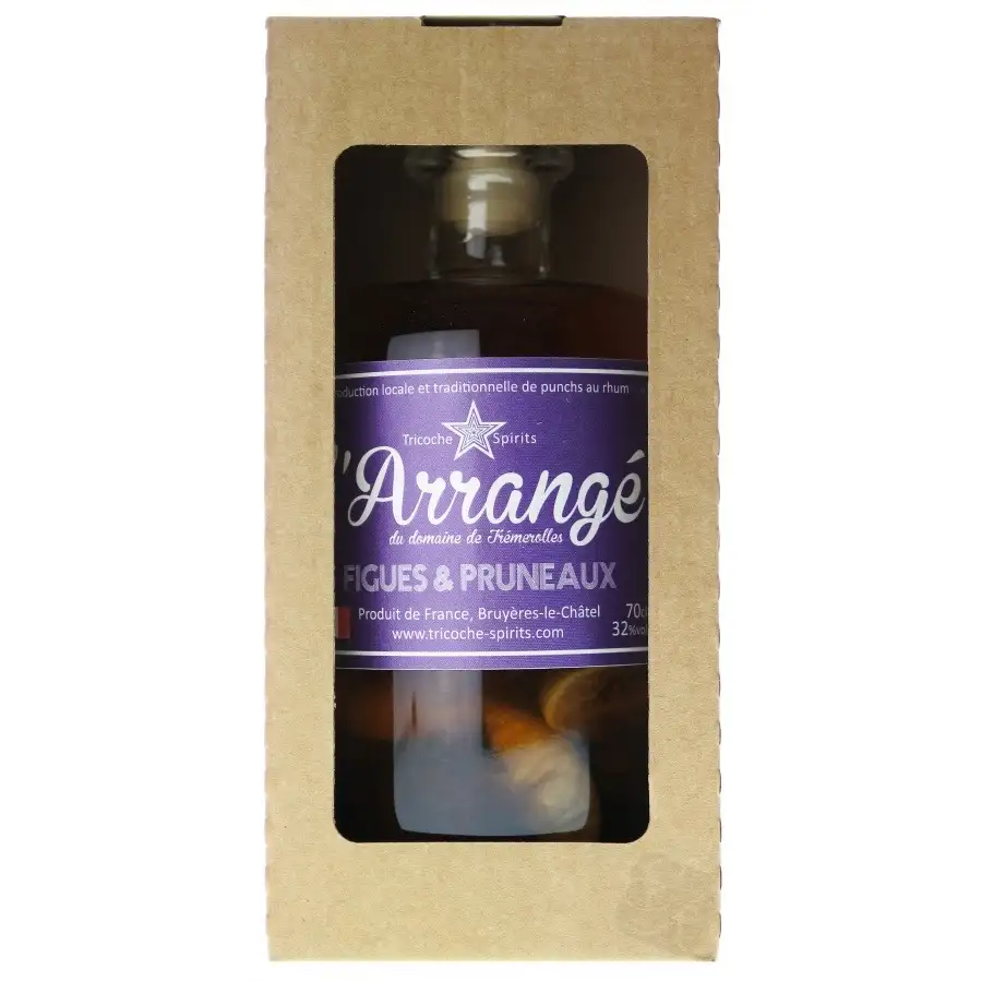 Image of the front of the bottle of the rum L’Arrangé Figues & Pruneaux