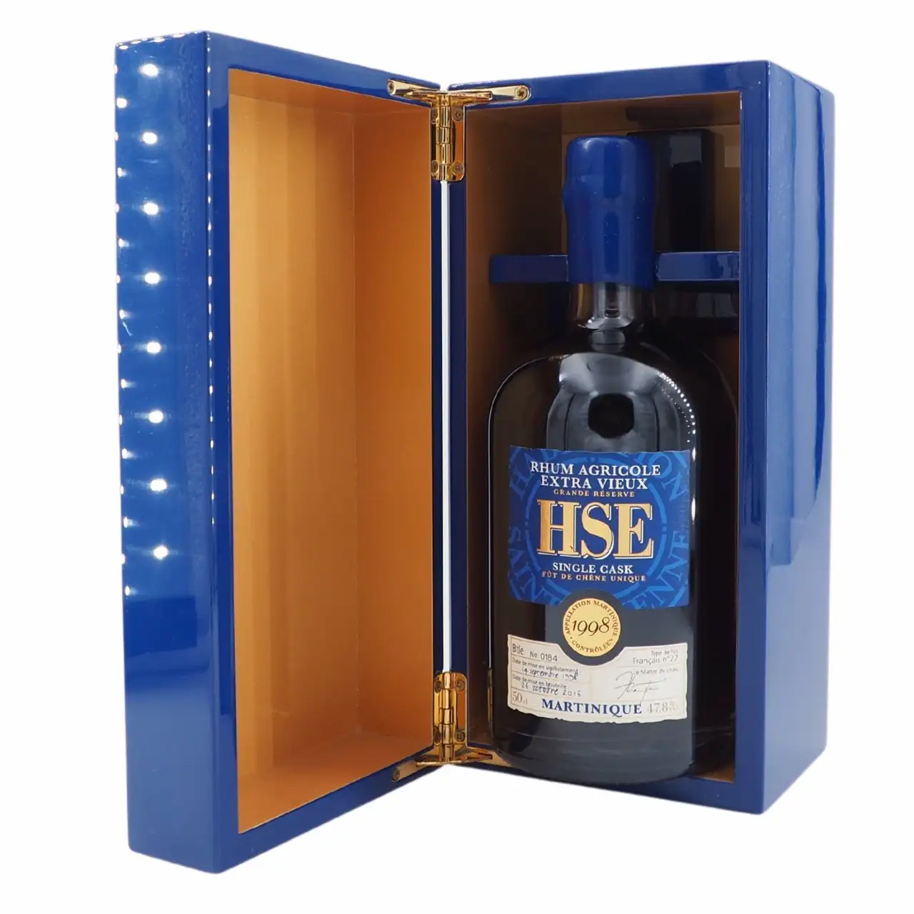 Image of the front of the bottle of the rum HSE Single Cask