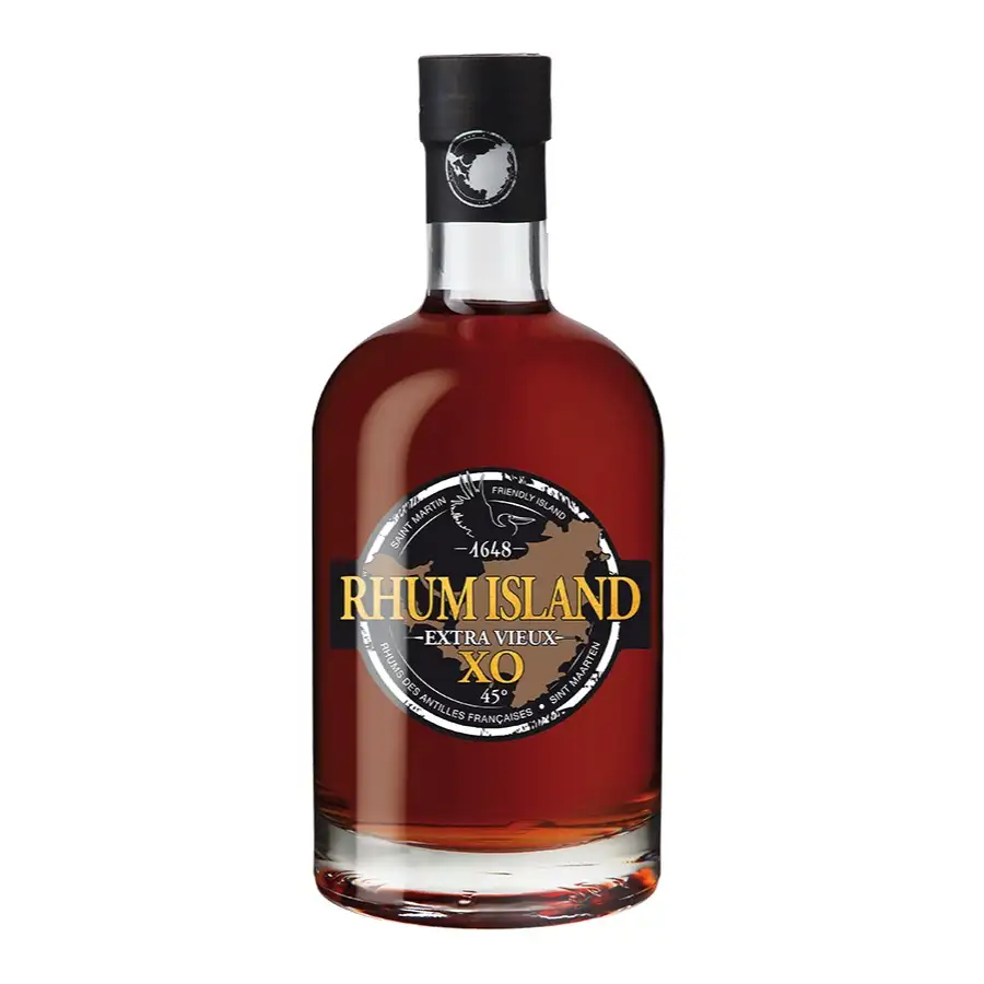 Image of the front of the bottle of the rum RHUM ISLAND XO