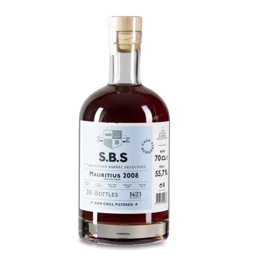 Image of the front of the bottle of the rum S.B.S Mauritius