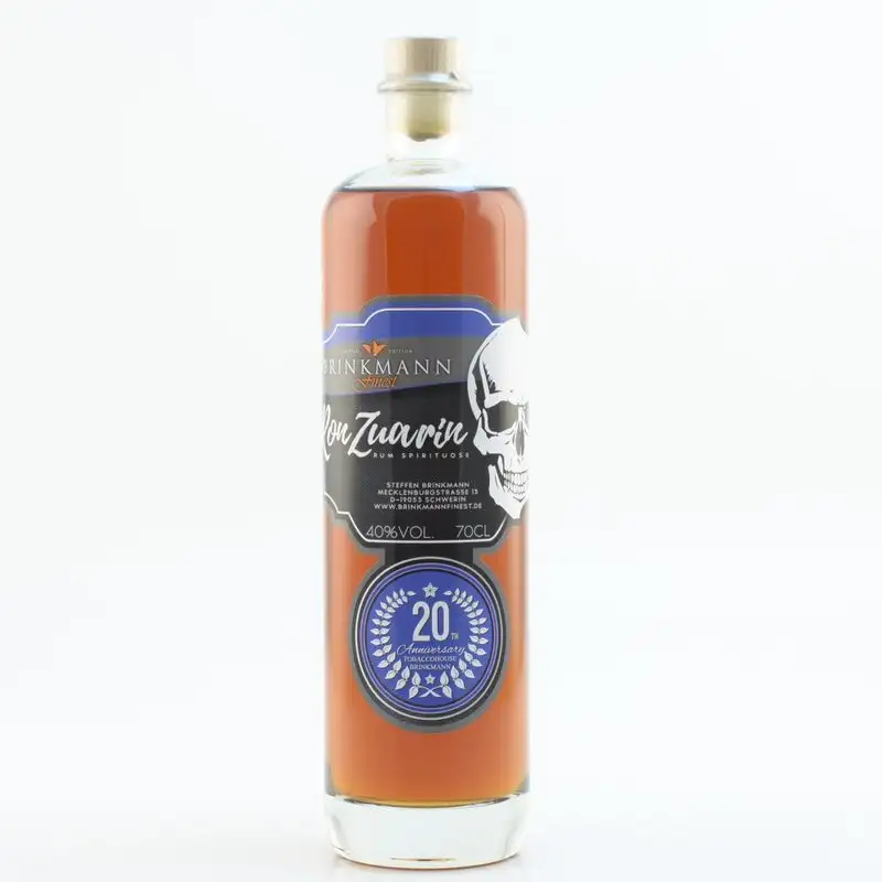 Image of the front of the bottle of the rum Ron Zuarin 20th Anniversary