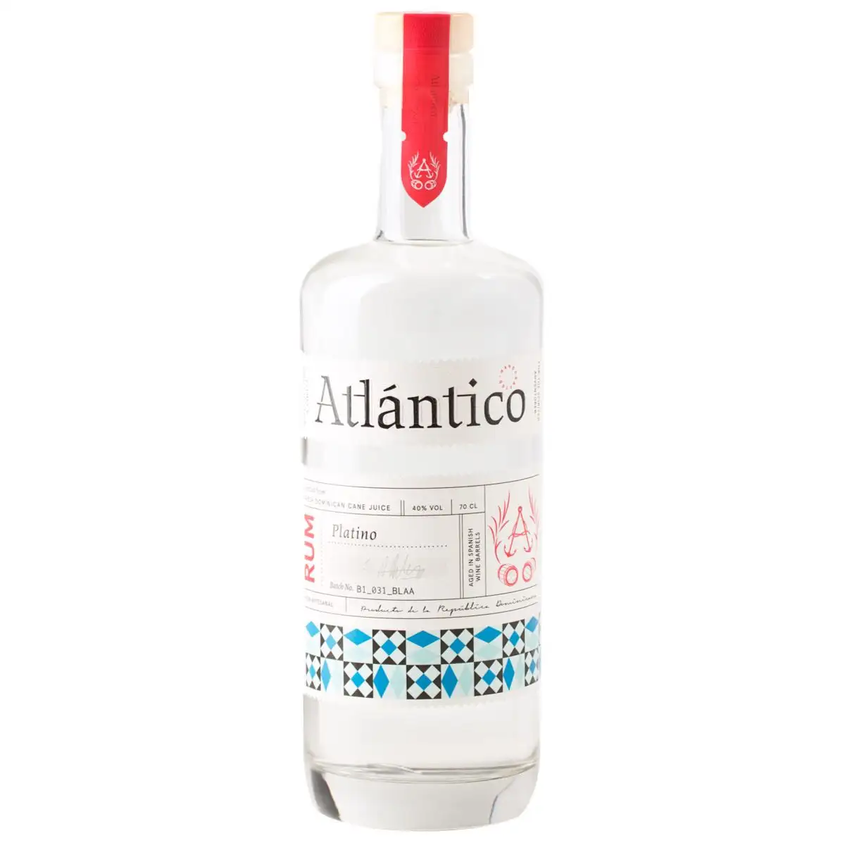 Image of the front of the bottle of the rum Atlantico Platino